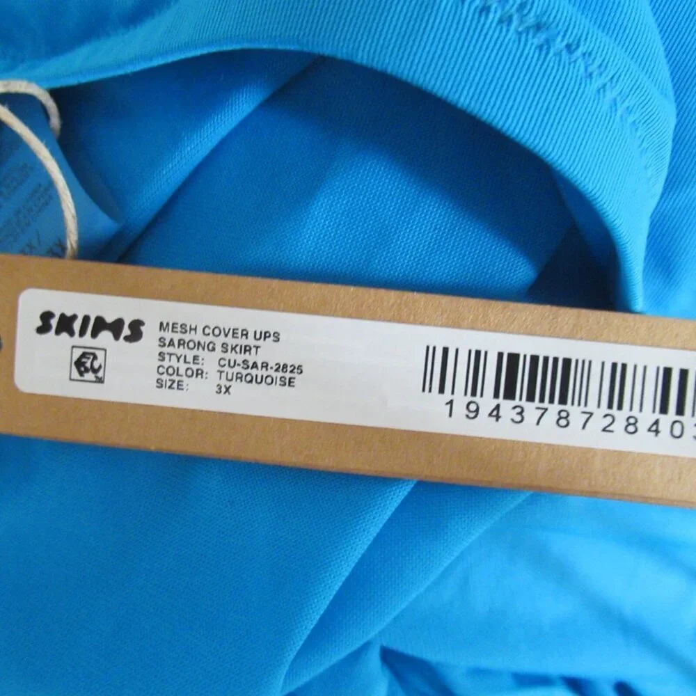 Skims Sarong Skirt 3X Turquoise Blue Mesh Swim Suit‎ Cover Up Plus Size Pull On